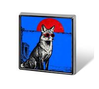 Brooch Pins Metal Blue Square Fox Lapel Pins Decorative Badge Button Cool Hats Bags Backpacks Suits Shirts Scarves Pin Cool Jewelry Charms Clothing Accessories Men Women Gift