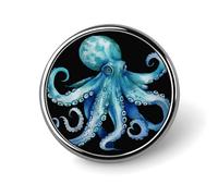 Brooch Pins Metal Blue Watercolor Octopus Lapel Pins Decorative Badge Button Cool Hats Bags Backpacks Suits Shirts Scarves Pin Cool Jewelry Charms Clothing Accessories Men Women Gift