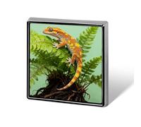 Brooch Pins Metal Crested Gecko on Fern Lapel Pins Decorative Badge Button Cool Hats Bags Backpacks Suits Shirts Scarves Pin Cool Jewelry Charms Clothing Accessories Men Women Gift