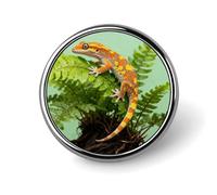 Brooch Pins Metal Crested Gecko on Fern Lapel Pins Decorative Badge Button Cool Hats Bags Backpacks Suits Shirts Scarves Pin Cool Jewelry Charms Clothing Accessories Men Women Gift