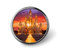 Brooch Pins Metal Crystal Amber Castle Lapel Pins Decorative Badge Button Cool Hats Bags Backpacks Suits Shirts Scarves Pin Cool Jewelry Charms Clothing Accessories Men Women Gift
