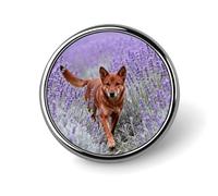 Brooch Pins Metal Dingo in Lavender Field Lapel Pins Decorative Badge Button Cool Hats Bags Backpacks Suits Shirts Scarves Pin Cool Jewelry Charms Clothing Accessories Men Women Gift