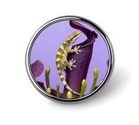 Brooch Pins Metal Gecko on Venus Flytrap Lapel Pins Decorative Badge Button Cool Hats Bags Backpacks Suits Shirts Scarves Pin Cool Jewelry Charms Clothing Accessories Men Women Gift