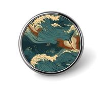 Brooch Pins Metal Japan Wave Wallpapers Lapel Pins Decorative Badge Button Cool Hats Bags Backpacks Suits Shirts Scarves Pin Cool Jewelry Charms Clothing Accessories Men Women Gift