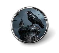 Brooch Pins Metal Obsidian Raven Tower Lapel Pins Decorative Badge Button Cool Hats Bags Backpacks Suits Shirts Scarves Pin Cool Jewelry Charms Clothing Accessories Men Women Gift