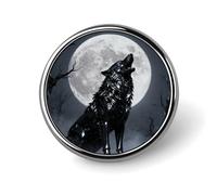 Brooch Pins Metal Obsidian Wolf Moon Lapel Pins Decorative Badge Button Cool Hats Bags Backpacks Suits Shirts Scarves Pin Cool Jewelry Charms Clothing Accessories Men Women Gift