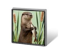 Brooch Pins Metal Otter with Cattail Lapel Pins Decorative Badge Button Cool Hats Bags Backpacks Suits Shirts Scarves Pin Cool Jewelry Charms Clothing Accessories Men Women Gift