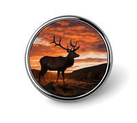 Brooch Pins Metal Red Deer Bull Elk Sunset Lapel Pins Decorative Badge Button Cool Hats Bags Backpacks Suits Shirts Scarves Pin Cool Jewelry Charms Clothing Accessories Men Women Gift