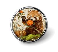 Brooch Pins Metal Red Panda Camellia Lapel Pins Decorative Badge Button Cool Hats Bags Backpacks Suits Shirts Scarves Pin Cool Jewelry Charms Clothing Accessories Men Women Gift