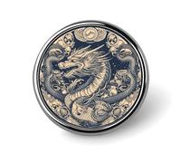 Brooch Pins Metal Round Frame Dragon Lapel Pins Decorative Badge Button Cool Hats Bags Backpacks Suits Shirts Scarves Pin Cool Jewelry Charms Clothing Accessories Men Women Gift