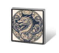 Brooch Pins Metal Round Frame Dragon Lapel Pins Decorative Badge Button Cool Hats Bags Backpacks Suits Shirts Scarves Pin Cool Jewelry Charms Clothing Accessories Men Women Gift