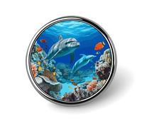 Brooch Pins Metal Seabed Coral Fish Dolphins Lapel Pins Decorative Badge Button Cool Hats Bags Backpacks Suits Shirts Scarves Pin Cool Jewelry Charms Clothing Accessories Men Women Gift