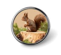 Brooch Pins Metal Squirrel on Brown Stump Lapel Pins Decorative Badge Button Cool Hats Bags Backpacks Suits Shirts Scarves Pin Cool Jewelry Charms Clothing Accessories Men Women Gift