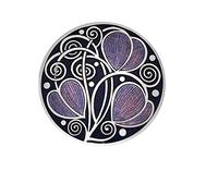 Brooch - Rennie Mackintosh Leaves & Coils Design - Purple & Silver