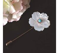Brooch Women's Vintage Flower Brooch Fashion Corsage Female Turquoise Shell Word Pin Boutonniere Wedding Banquet Party