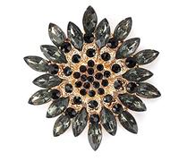 Brooches, Acrylic Crystal Rhinestones and Zinc Alloy Flower Brooches in Assorted Colors(Grey)