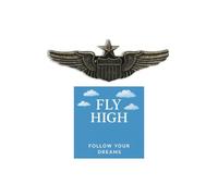 Brooches and Pins for Women Airplane Brooch Flight Attendant Pin Fly High Follow Your Dreams Pilot Wings Brooch Travel Lover Gift, L, Zinc, no gemstone