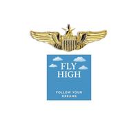 Brooches and Pins for Women Airplane Brooch Flight Attendant Pin Fly High Follow Your Dreams Pilot Wings Brooch Travel Lover Gift, L, Zinc, no gemstone