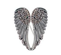 Brooches, Fashion Encrusted Rhinestone Angel Wings Brooches For Men And Women Coat Jewelry Accessories Trend Brooch(Black Gun Plated)