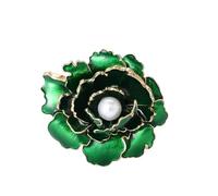 Brooches Flowers For Women Enamel Peony Flower Brooches For Women Plant Pins Casual Party Accessories(Green)