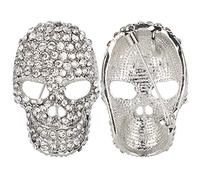Brooches for Women 2PCS, Silver Skull Design Rhinestones Brooch Womens Brooches & Pins Rhinestone Skull Brooch Pins Scary Halloween Pins Brooches for Crafts Scarves Shawl Clips