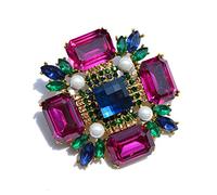 Brooches For Women Classic Jewelry Six Color Big Crystal Brooch for Party Wedding Accessories Fashion Breast Pin Cross Brooch Ladies Brooches For Women (Style : Rose_Color)