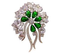 Brooches For Women Luxury Palace Emerald Cubic Zirconia Corsage Elegant Temperament Bridal Wedding Pin Accessories Fine Jewelry