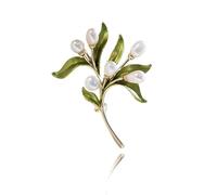 Brooches for Women Natural Freshwater Pearl Olive Branch Brooch, Simple And Elegant Green Leaf Brooch