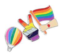 Brooches Metal Clothes Decorative 3pcs Rainbow Lapel Pin | Alloy Finish, Firm Fixation, for Sweaters and Hats, Halloween or Birthday, Show Pride and Support Equality