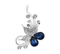 Brooches Pin Elegant Crystal Flower Brooch Jewelry Golden Fashion Women Accessories Dark Blue/Light Grey Colors Brooch (Drak blue)