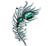 Brooches Pins Rhinestone Crystal Peacock Feather Shape Design Brooch Pins for Women, Cost-Effective and Durable, Nickel