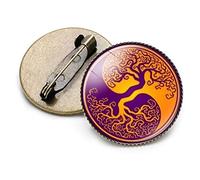 Brooches, Yin Yang Brooches Black White Tai Chi Butterfly Dragon Cat Pattern Round Brooch Glass Crystal Gem Metal Pins(9)