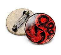Brooches, Yin Yang Brooches Black White Tai Chi Butterfly Dragon Cat Pattern Round Brooch Glass Crystal Gem Metal Pins(7)