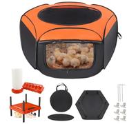 Brooder Box for Chick, Chicken Brooder with Brooder Heating Plate, Chicks Feeder＆Waterer, Portable Breathable Baby Chicken Coop, Small Animal Playpen Brooding Up to 15 Chicks, Quail, Duck