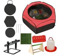 Brooder Box for Chick Starter Kit - 2025 Upgrade Dual Door Chicken Brooder Pen/Playpen/Tent with 10*10 in Brooder Heating Plate,Nesting Pad,Chicks Feeder&Waterer,Chick Perch Up to 15 Chicks,Duck,Quail