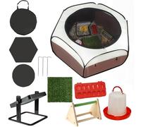 Brooder Box for Chick Starter Kit - 2026 Upgrade Dual Door Chicken Brooder Pen/Playpen/Tent with 10*10 in Brooder Heating Plate,Nesting Pad,Chicks Feeder＆Waterer,Chick Perch Up to 15 Chicks,Duck