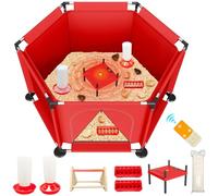 Brooder Box for Chicks, 8-in-1 Chick Heat Plate Starter Kit, Baby Chicken Brooder Pen with Feeder, Waterer, Perch & Bedding, Indoor Poultry Setup (Red)