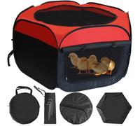 Brooder Box for Chicks, Foldable Chicken Brooder Box, Pop-Up Baby Chicken Cage Supplies Brooding Up to 15 Baby Chick, Duck and Quail, Starter Kit with Storage Bag, Fixed Pegs, Waterproof Mat
