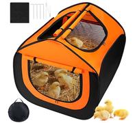 Brooder Box for Chicks Pop-Up Baby Chicken Cage Perch Up to 5-8 Baby Chicks, Ducks and Quails Chick Starter Kit with Storage Bag, Fixed Pegs, Waterproof Mat, Top Folding Rod