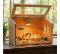 Brooder Box for Chicks Thick Wooden Chicken Brooder Box with Pre-Drilled Holes, Heating Lamp & Thermometer Included, Suitable for Chicks, Ducks, Quails, Hamsters & Small Animals 15.7 x 12 x 12 in