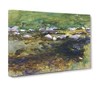 Brook And Meadow By John Singer Sargent Canvas Print | Gallery Wrapped 30mm Frame Wall Art | 20x14 inches | Ready to Hang | Classic Landscape Picture | Living Room Bedroom Lounge Office