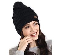 Brook + Bay Chunky Knit Pom Beanie - Women's Bobble Hat, Cozy Warmth - Women's Hats & Caps Ideal for Winter, No-Slip Fit for All Hairstyles - Wooly Hat for Men, Bobble Hat Men