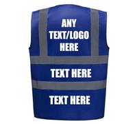 Brook Hi Vis Blue Personalised Hi Vis Vest - Custom Printed High Visibility Waistcoat with Company Logo & Text Front and Back - Workwear, Staff Uniform, Warehouse, Construction, Security & Events XL