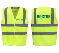 Brook Hi Vis Doctor Premium Yellow Hi Vis Vest - High Visibility Safety Waistcoat with Reflective Bands for Company Compliance First Aid & Medical Staff