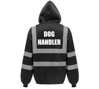 Brook Hi Vis Dog Handler Reflective Full Zip Hoodie - Black Security Workwear Jacket for K9 Units, Door Supervisors, Bouncers & Event Staff (Black, XL)