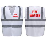 Brook Hi Vis Fire Warden Premium White Hi Vis Vest - High Visibility Safety Waistcoat with Reflective Bands, Perfect for Company Compliance and Event Staff, Brook Hi Vis