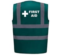 Brook Hi Vis First Aid Hi Vis Vest Pack of 10 - High Visibility Reflective Safety Vest Waistcoat, EN ISO 20471 Hi Viz Vest, Green or Yellow, Adult Workwear for Medical Personnel Green 2XL