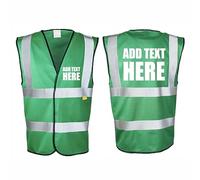 Brook Hi Vis, GREEN Hi Vis Safety Vest Custom Printed Waistcoat, Personalise Front and Back, Brand Your Company Logo, Small