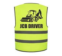 Brook Hi Vis JCB Digger Driver Kids Hi Vis Vest Children's High Visibility Reflective Safety Waistcoat Construction Builder, Add child's name to the front, Personalised