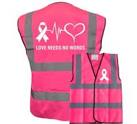 Brook Hi Vis, Love Needs No Words Hi Vis Pink Vest, Cancer Charity Running Safety Vest, Race For Life Mud Run, Large